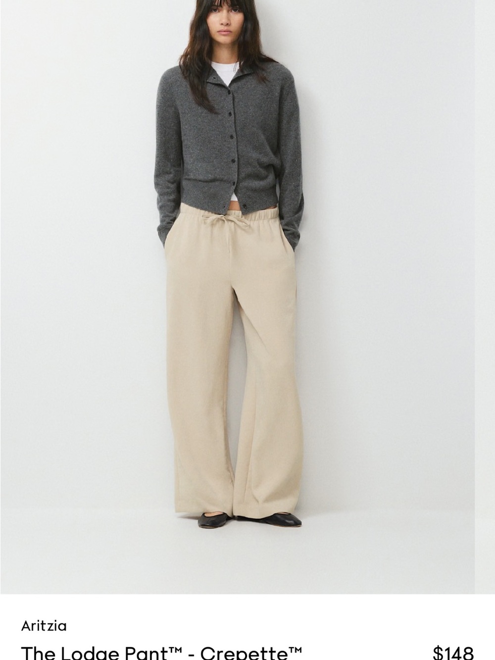 Aritzia lodge pant crep Macaron beige XS NWOT never worn regular length